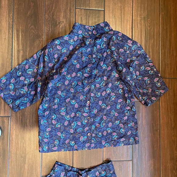 Vintage 80’s Limited Express Blue    Paisley Pants set - Picture 2 of 5